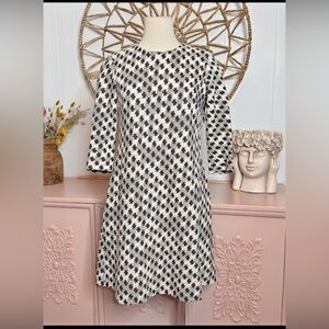 Taylor Black and White A-Line 3/4‎ Sleeve Dress